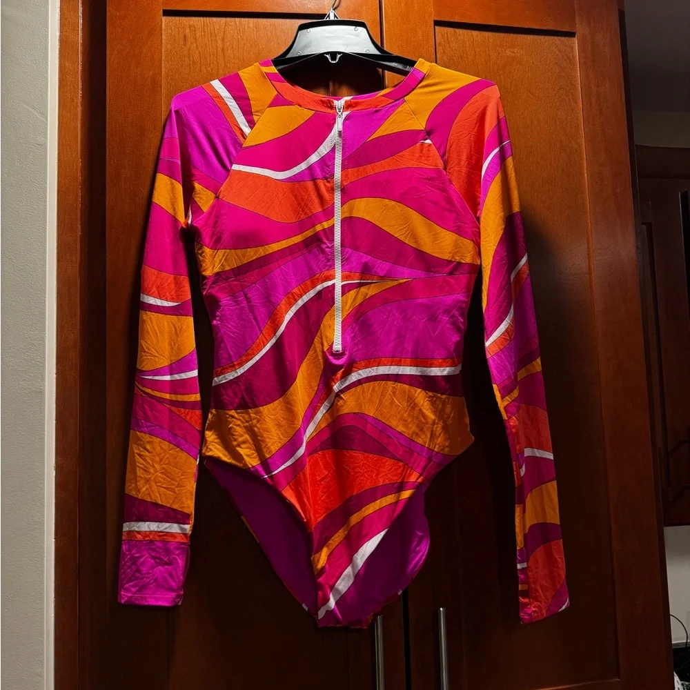 Trina Turk Pink and Orange Paddle Swimsuit - Picture 3 of 8